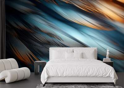 Abstract blurred gradient background with wild bird feathers. Wall mural