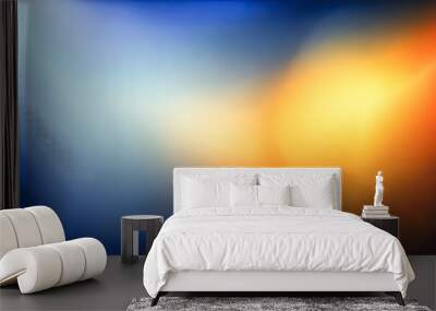 Abstract blurry smooth image of blue and yellow color, generative AI. Wall mural