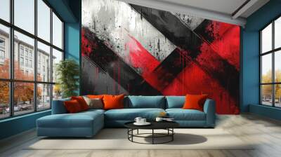 Abstract grunge pattern, fashionable design in red, black and grey. Wall mural