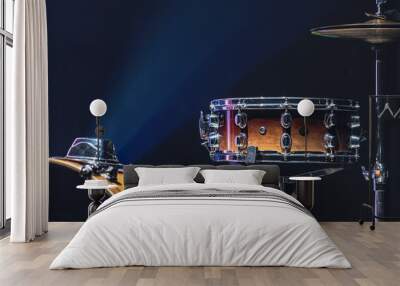 Part of a drum kit, drums on a dark background, copy space. Wall mural