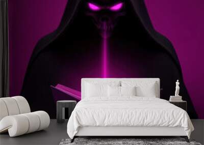 Grim Reaper holding a book and light in a Pastel Goth style Wall mural