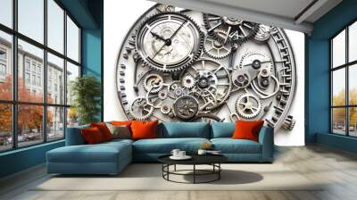 A clock with gears and a clock face Wall mural