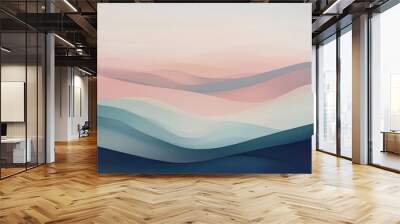 Abstract background of soft blue and pink waves. Wall mural