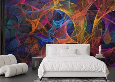 Abstract digital art with colorful, flowing lines. Wall mural