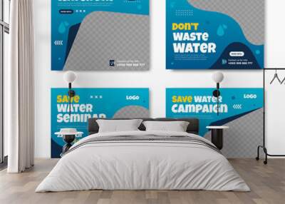 World water day for social media posts template with photo Wall mural