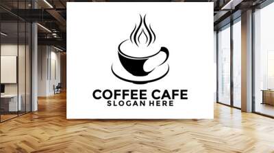 Coffee Cafe retro logo, Coffee cup logo vector icon design template Wall mural