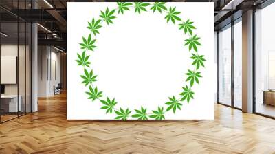 hemp cannabis herb art drawn round frame Wall mural