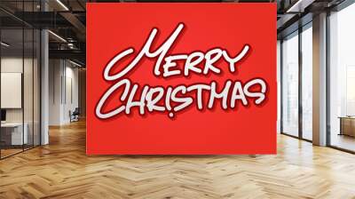 Merry Christmas vector text Calligraphic Lettering design card template. Creative typography for Holiday Greeting Gift Poster. Calligraphy Font style Banner. Wall mural