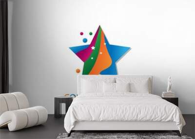 Abstract colorful star shape with four sides-vector graphics Wall mural