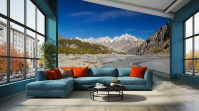 Tupopdan peaks and small river in Northern  Pakistan. Wall mural