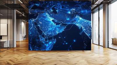 Digital network across the middle east map Wall mural