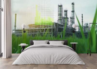 Industrial Complex with Green Growth Graph Wall mural