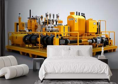 Industrial pump system on a platform, designed for fluid management and processing. Wall mural