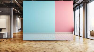 Minimalist Room Interior with Blue and Pink Walls Wall mural