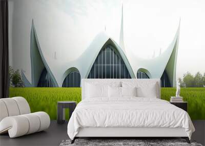 Modern White Architecture with Sharp Angles Wall mural