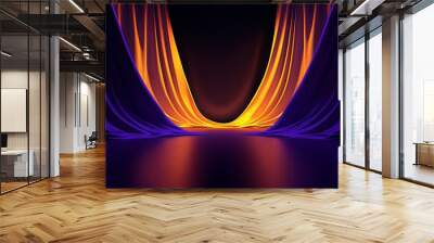 Purple and Gold Curtains on a Stage Wall mural