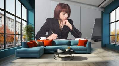 business woman at the office Wall mural