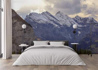 View of Landscape mountain in nature and environment at swiss Wall mural