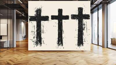  illustration of Christian crosses in a grunge style. Wall mural