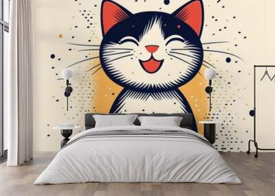 Adorable Cheerleading Feline  with No Background Wall mural