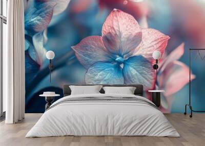 Extreme close-up of Hydrangea petals Wall mural