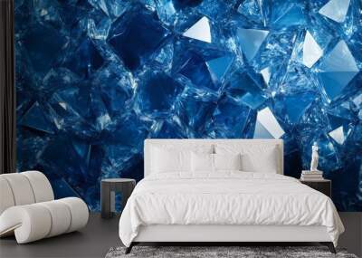 Vivid Blue Diamonds Unleashed: A Textured Canvas Adorned with Polygonal Patterns Wall mural