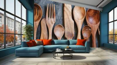 Wooden dining tools Wall mural