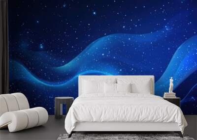 KS Vector background blue gradient with stars and wave. Wall mural