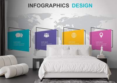 Infographic design template with flat banner Wall mural