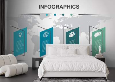 Infographic design template with shear banners Wall mural