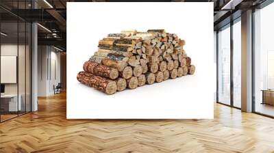 Fire wood isolated Wall mural