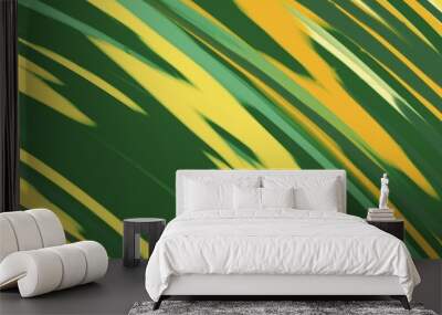 Abstract green and yellow background with wave pattern Wall mural