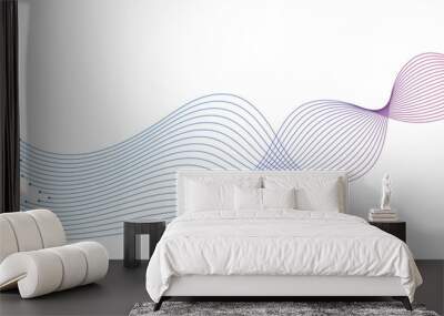 Abstract Wave Lines Forms, Dynamic Wavy Flowing on Transparent Background. Suitable for AI, Tech, Network, Digital, Science, and Technology Themes. Wall mural