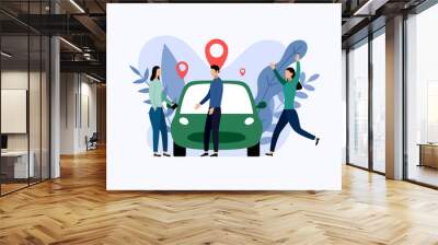 Car sharing service, mobile city transportation, business concept vector illustration Wall mural