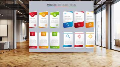 Colorful timeline infographic template with 4 steps on gray background, vector illustration Wall mural