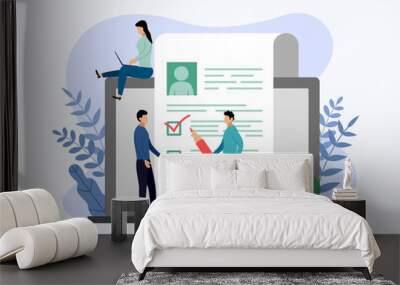 Job hiring and online recruitment, checklist, questionnaire, business concept vector illustration Wall mural