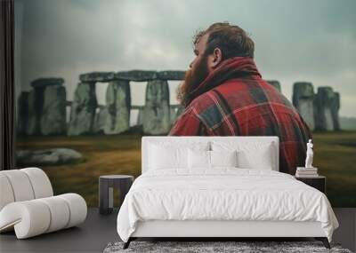 Man Admiring Stonehenge Wall mural