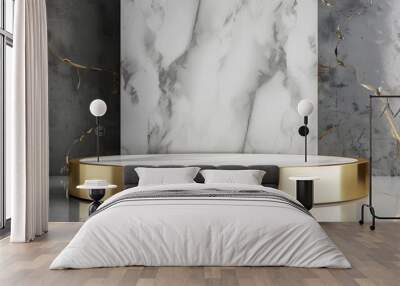 Refined marble backdrop complements the golden accented podium gracefully Wall mural