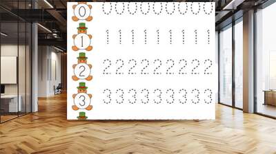 Trace the number. Tracing number with Gingerbread Man. Educational children game, printable worksheet, vector illustration Wall mural