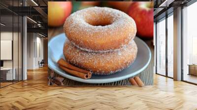 Two Sugar-Coated Donuts with Cinnamon and Star Anise Wall mural