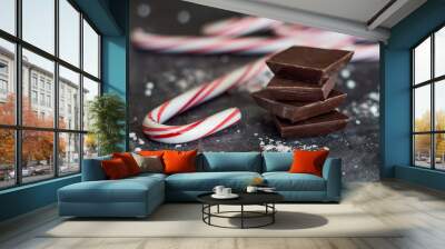 milk chocolate and peppermint candy for christmas baking Wall mural