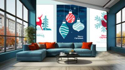 2023 Merry Christmas and Happy New Year greeting cards templates. Vector illustrations for posters, banners, backgrounds or greeting cards. Wall mural