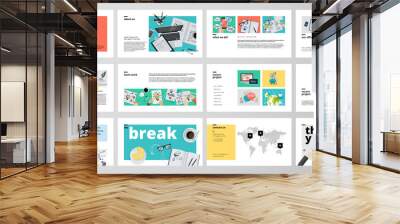 Business presentation templates. Flat design vector infographic elements for presentation slides, annual report, business marketing, brochure, flyers, web design and banner, company presentation. Wall mural