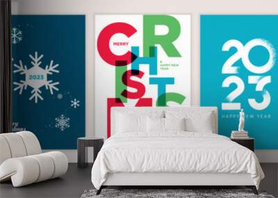 Christmas and New Year 2023 greeting cards set. Modern vector illustration concepts for greeting card, website and mobile website banner, party invitation card, posters, social media banners. Wall mural