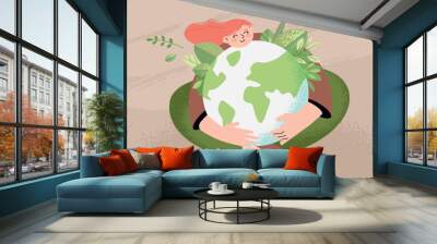 Earth day illustration. Ecology, environmental problems and environmental protection. Vector illustration concept for graphic and web design, business presentation, marketing and print material. Wall mural