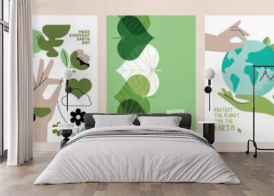 Earth day poster set. Vector illustrations for graphic and web design, business presentation, marketing and print material. Wall mural