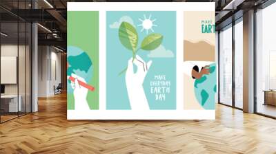 Earth day poster set. Vector illustrations for graphic and web design, business presentation, marketing and print material. Wall mural