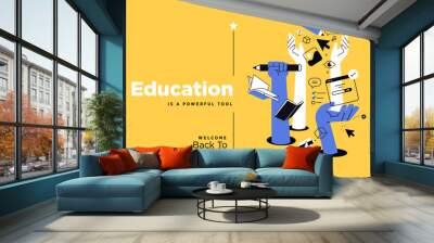 Education. Vector illustration banner of education, learning, back to school, online course and training, distance education and e-learning. Wall mural