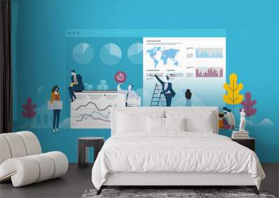 flat design business people concept for strategy, planning, market research, finance, investment. ve Wall mural