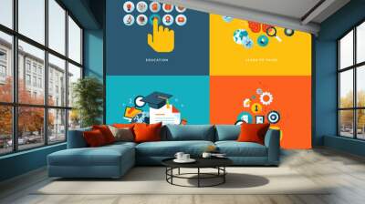 Flat design concept icons for online education Wall mural